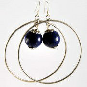 aros plata y bola de lapis lazul