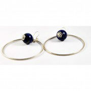 aros plata y bola de lapis lazul