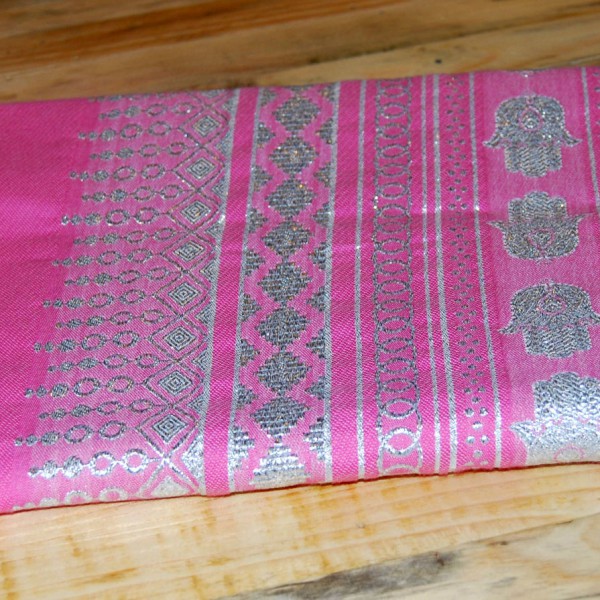 fouta rosa bordada hilo en plata