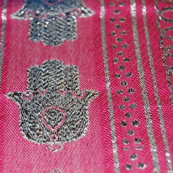 fouta rosa bordada hilo en plata